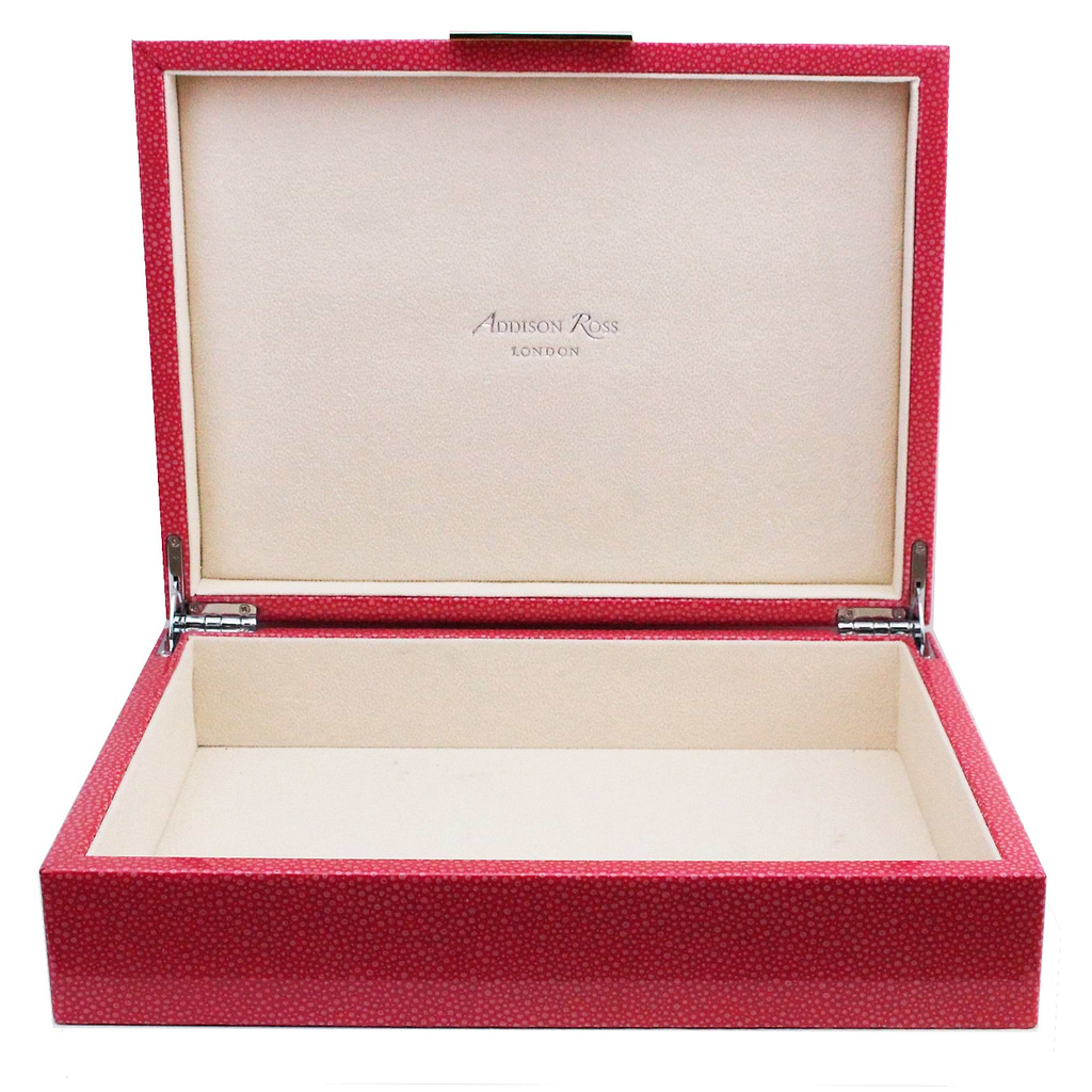 Large Pink Shagreen Lacquer Box with Silver