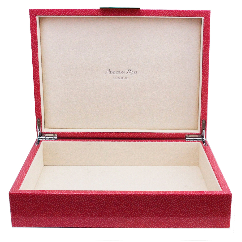 Large Pink Shagreen Lacquer Box with Silver