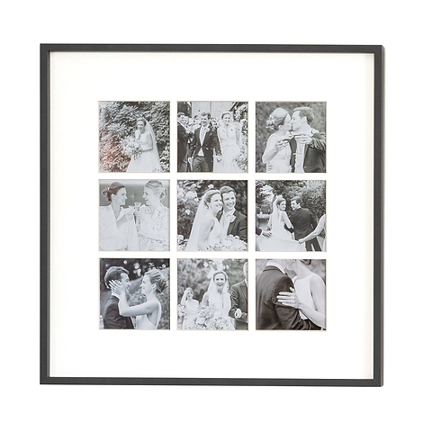 Nine Aperture Black Wall Hanging Frame