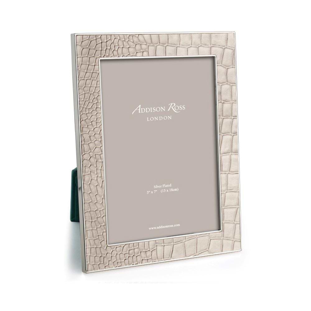 Cream Croc & Silver Frame