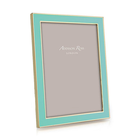 Turquoise Blue Enamel & Gold Frame