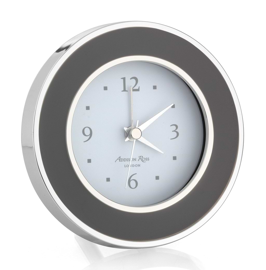 Taupe & Silver Silent Alarm Clock