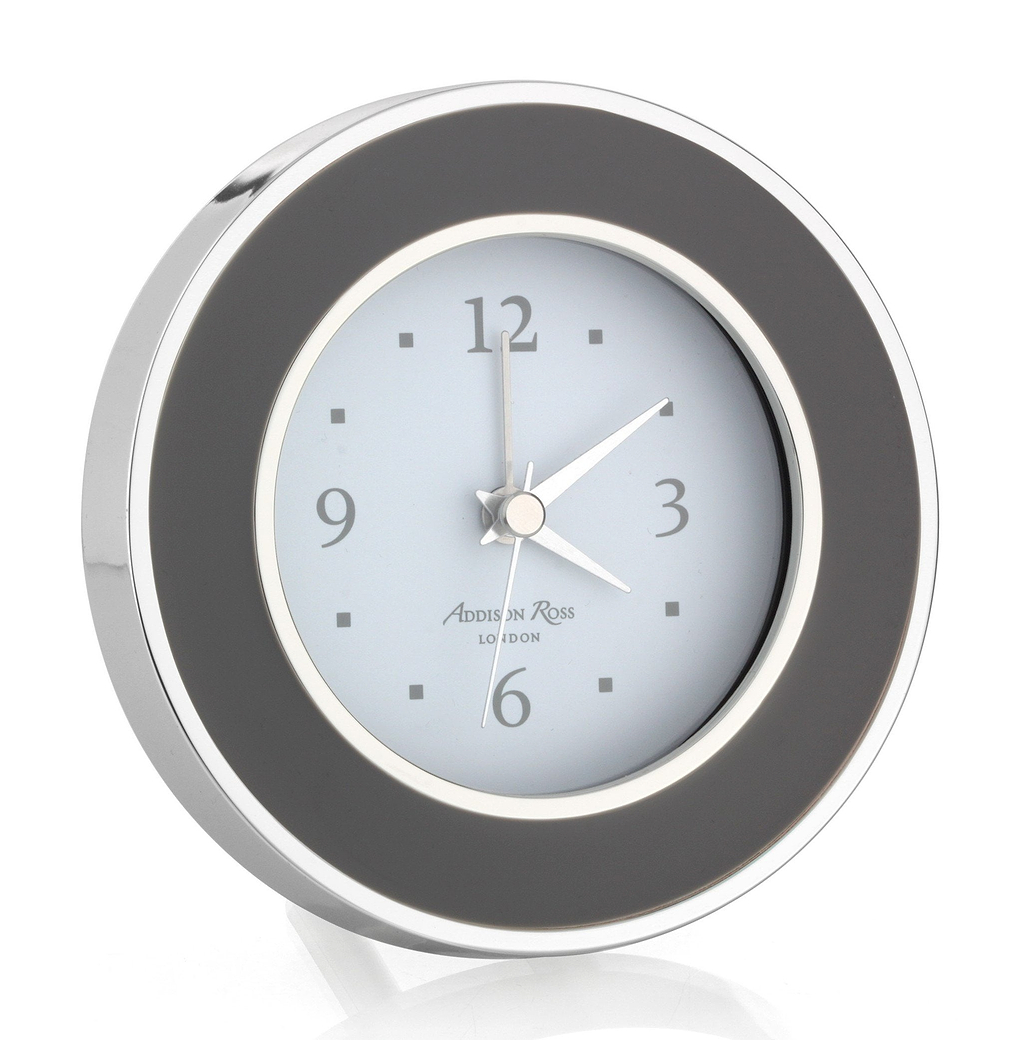 Taupe & Silver Silent Alarm Clock