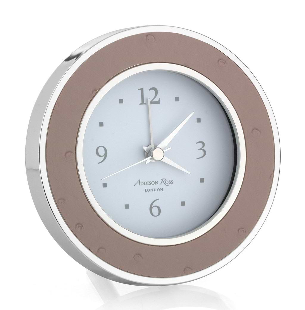 Blush Ostrich Silver Alarm Clock