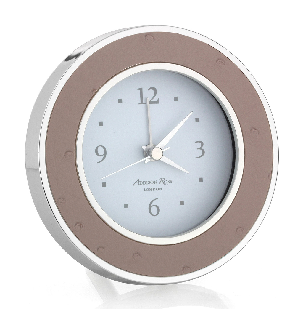 Blush Ostrich Silver Alarm Clock