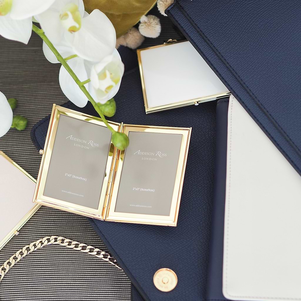Cornice da viaggio Powder blu e oro