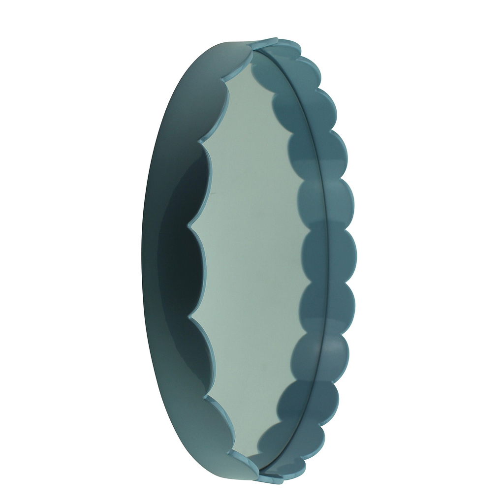 Mirall rodó de vieira mitjana blau denim pàl·lid