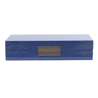 Caixa de xagren blau amb plata