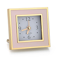 Rellotge despertador silenciós quadrat rosa pàl·lid i or