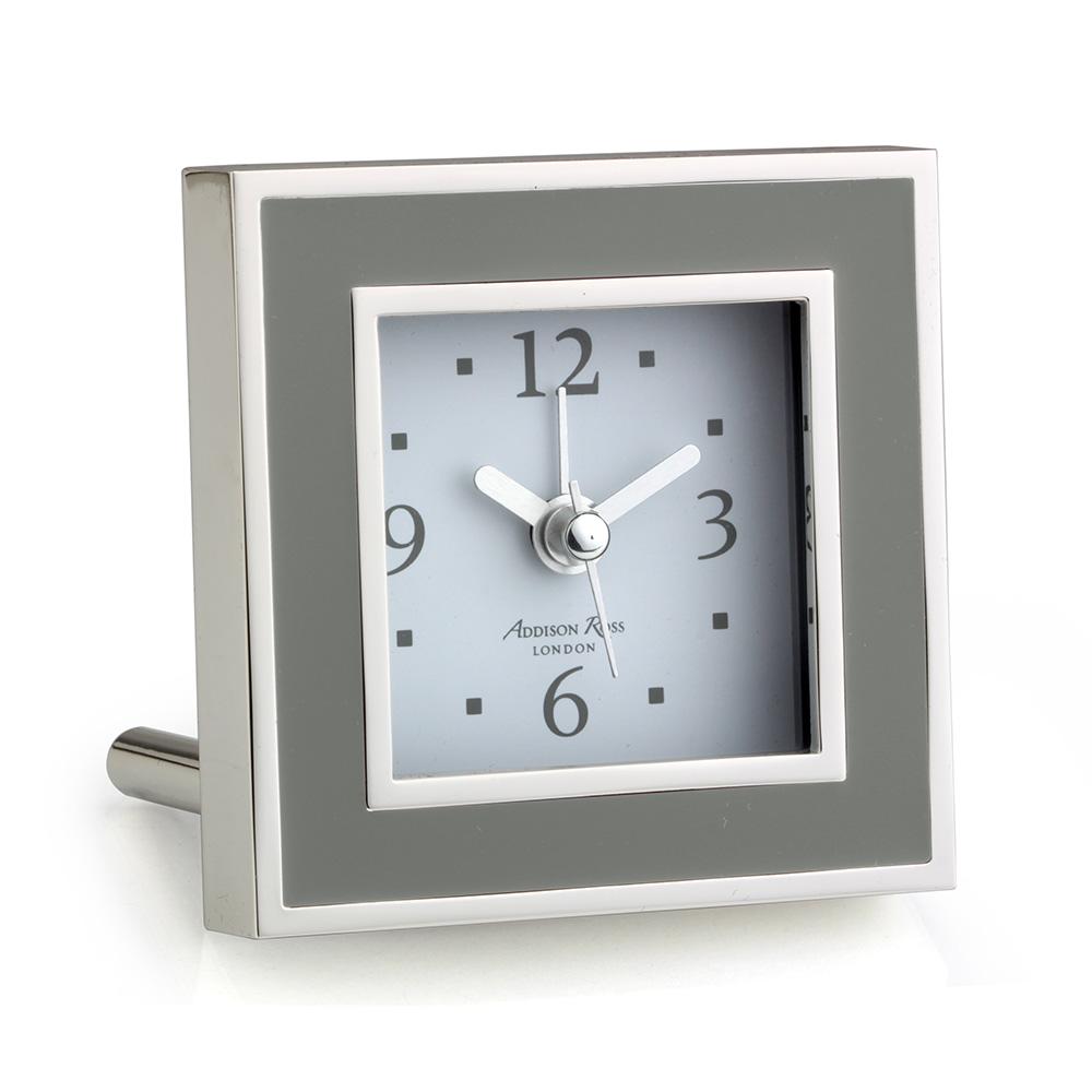 Taupe Enamel Square Silent Alarm Clock