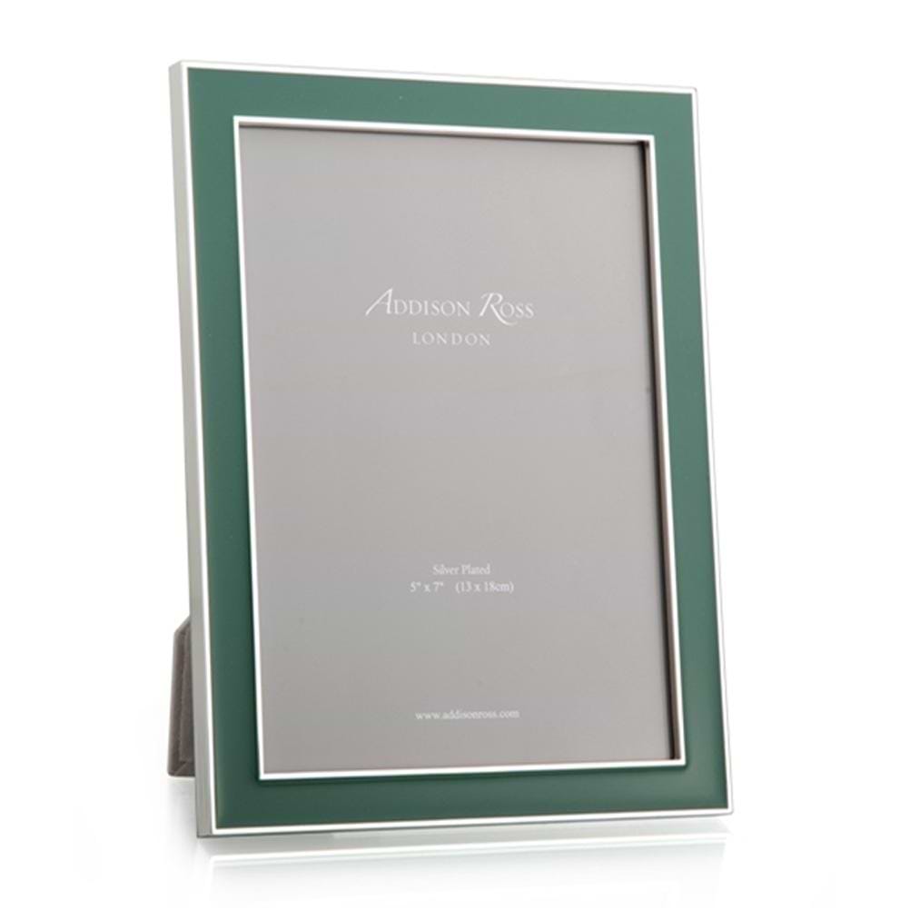 Cornice in smalto verde felce e argento