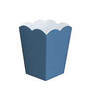 Scalloped Lacquer Bin – Denim & White