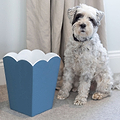 Scalloped Lacquer Bin – Denim & White - Addison Ross Ltd UK