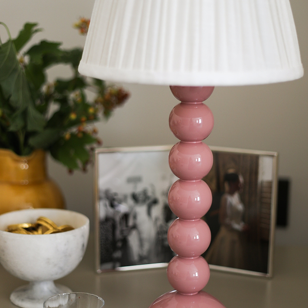 Tall Mauve Bobbin Lacquered Lamp Base & Rechargeable Bulb - 34cm