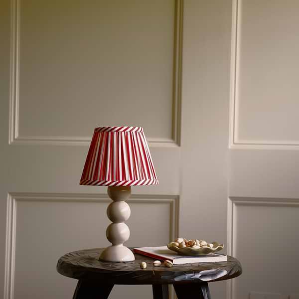 Small Cappuccino Bobbin Lacquered Lamp Base & Rechargeable Bulb - 19cm