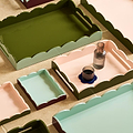 Eau De Nil & Khaki Lacquered Scallop Medium Two-Tone Tray