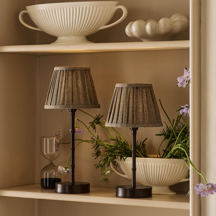 Herringbone Beige Empire Lampshade - 6"