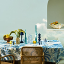 Palm Beach Blue Linen Tablecloth