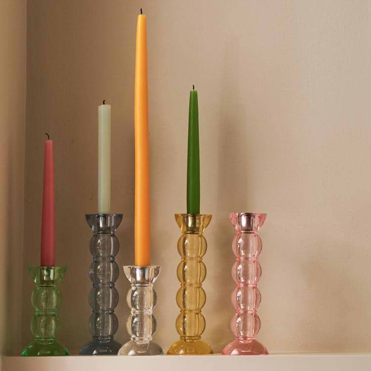Icy Bobbin Candlestick Pink 23cm