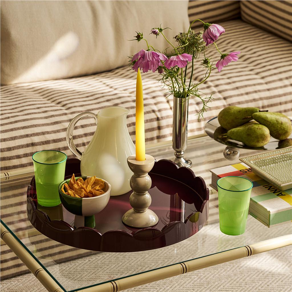 Cherry Round Large Lacquered Scallop Tray