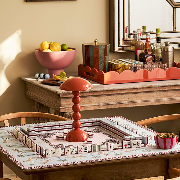 Orange Large Lacquered Scallop Ottoman Tray