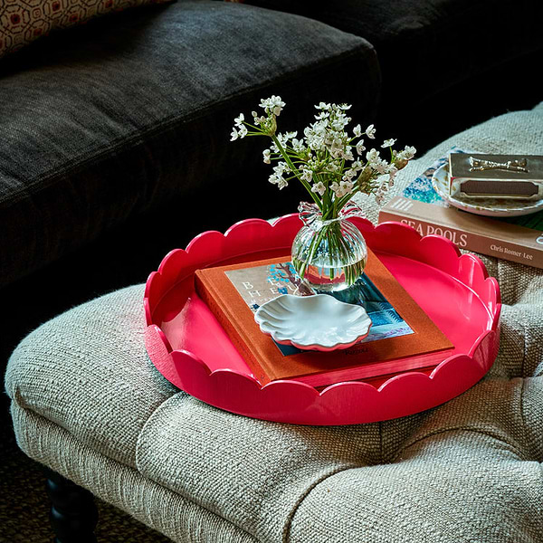 Watermelon Round Medium Lacquered Scallop Tray