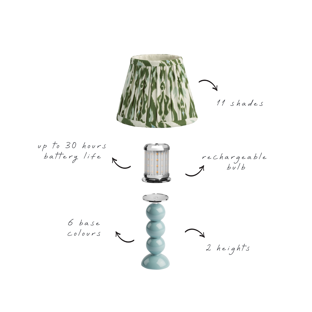 Small Cherry Bobbin Lacquered Lamp Base & Rechargeable Bulb - 19cm