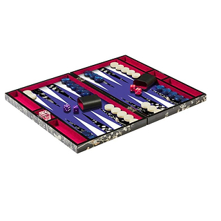 Black Chinoiserie Lacquer Backgammon Set