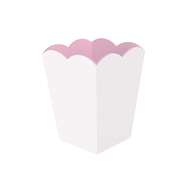 Scalloped Lacquer Bin – White & Pink