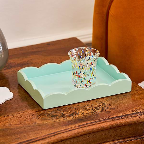 Eau De Nil Small Lacquered Scalloped Tray