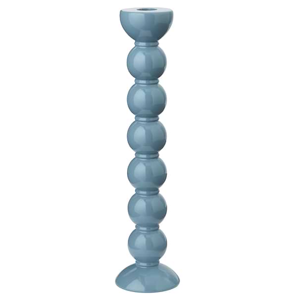Extra Tall Chambray Blue Bobbin Candlestick - 33cm