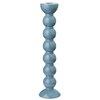 Extra Tall Chambray Blue Bobbin Candlestick - 33cm