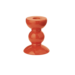 Small Orange Bobbin Candlestick - 10cm