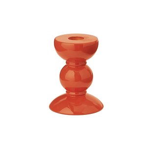 Small Orange Bobbin Candlestick - 10cm