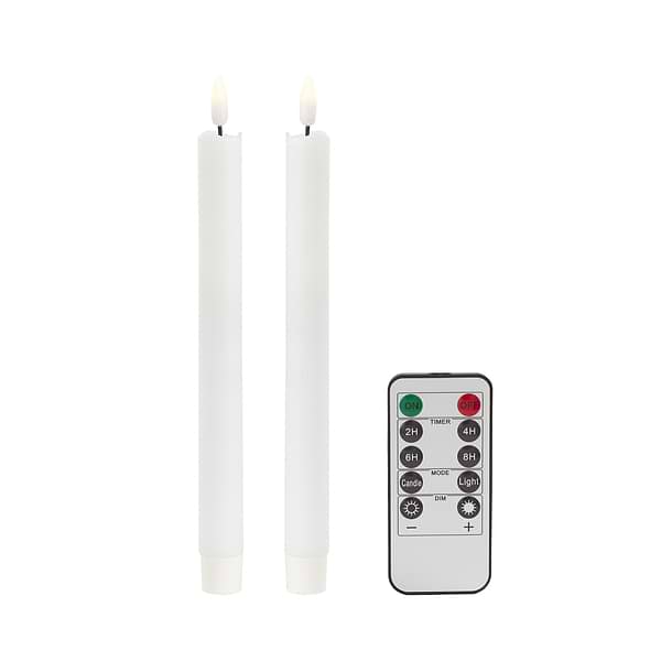 White Wax LED Candles - Set of 2