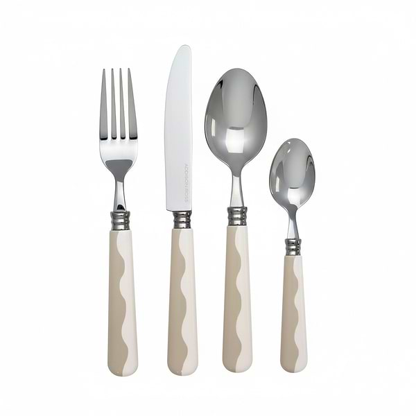 Wave Cutlery - Cappuccino & White (16‑Piece Set)
