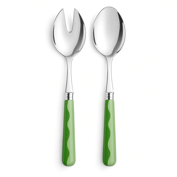 Wave Salad Servers - Leaf & Apple Green (2‑Piece Set)
