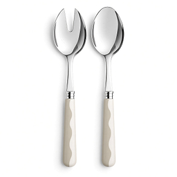 Wave Salad Servers - Cappuccino & White (2‑Piece Set)