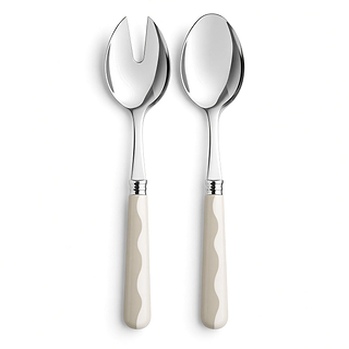 Wave Salad Servers - Cappuccino & White (2‑Piece Set)