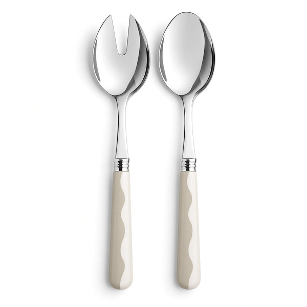 Wave Salad Servers - Cappuccino & White (2‑Piece Set)