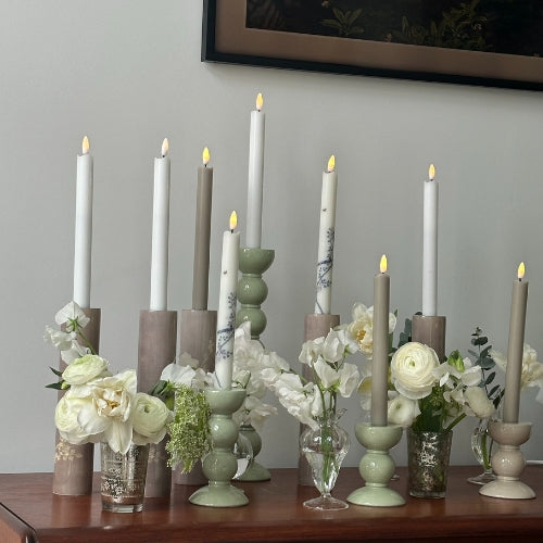 White Wax LED Candles - Set of 2
