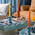 Eau De Nil Large Lacquered Scallop Ottoman Tray