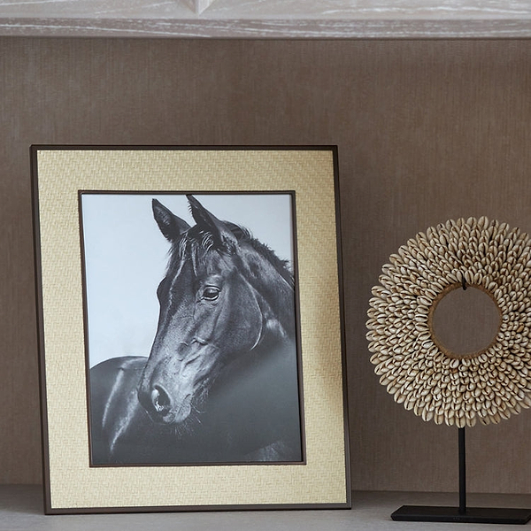 Ecru Faux Shagreen & Bronze Photo Frame