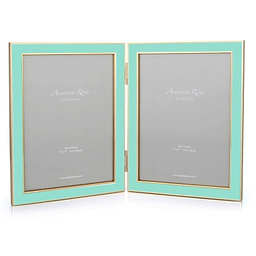 Turquoise Blue Enamel & Gold Double Frame