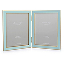 Powder Blue Enamel & Gold Double Frame