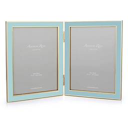 Powder Blue Enamel & Gold Double Frame