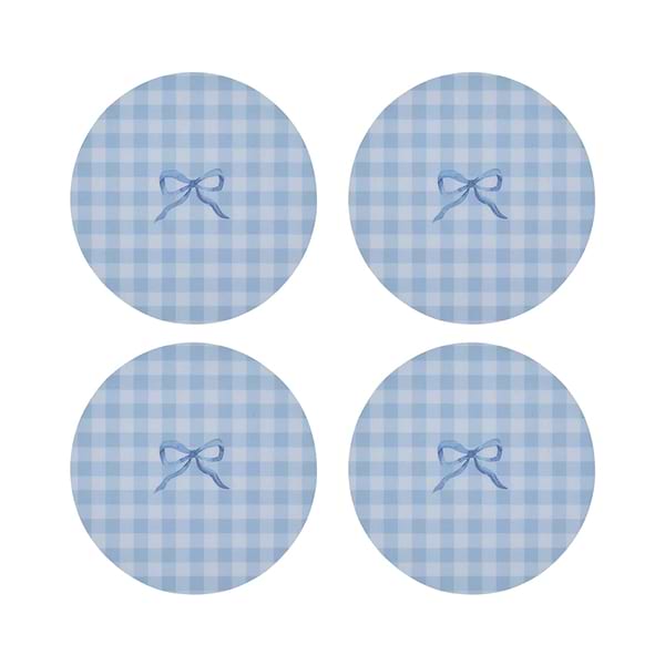 Blue Gingham Coasters- Set of 4