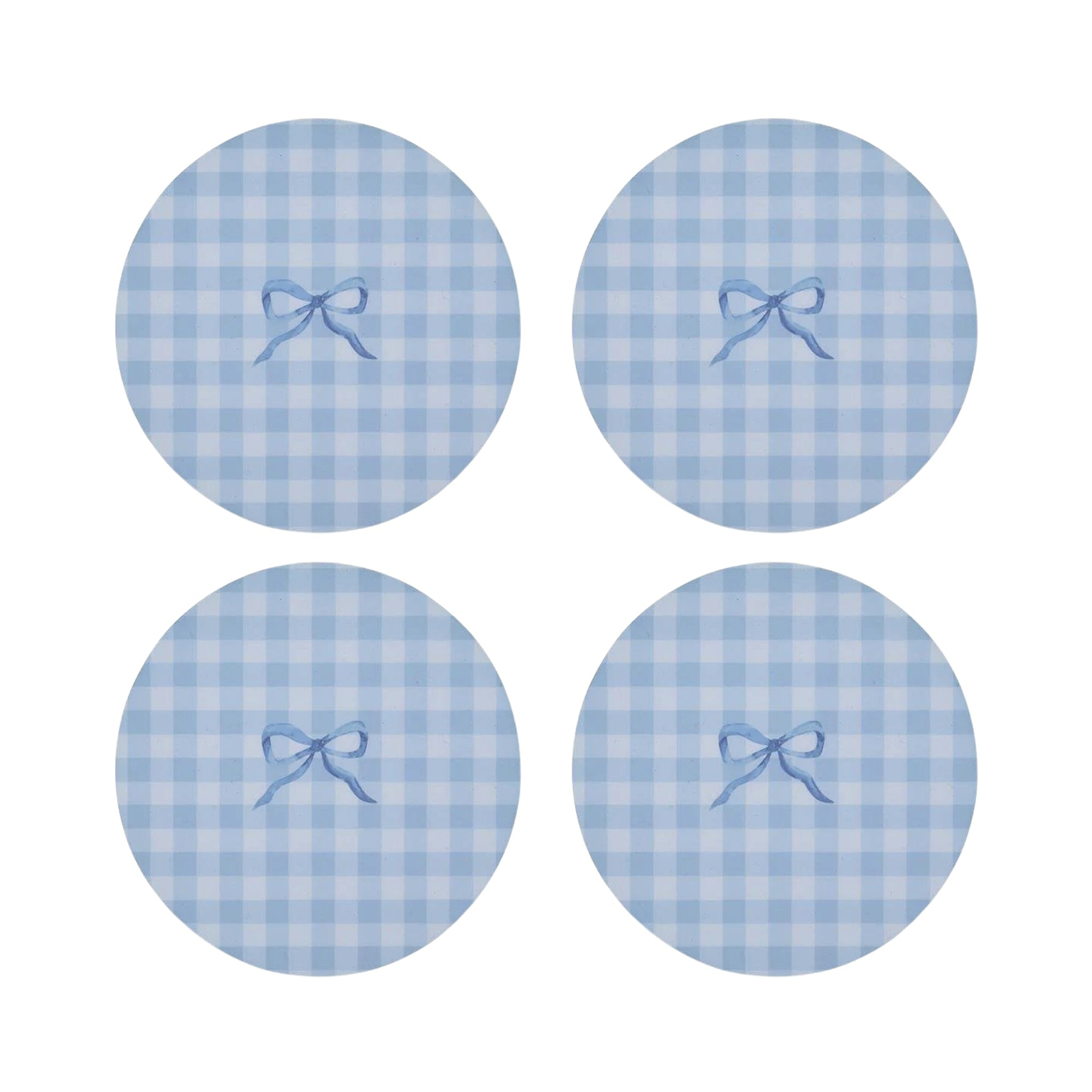 Blue Gingham Coasters- Set of 4