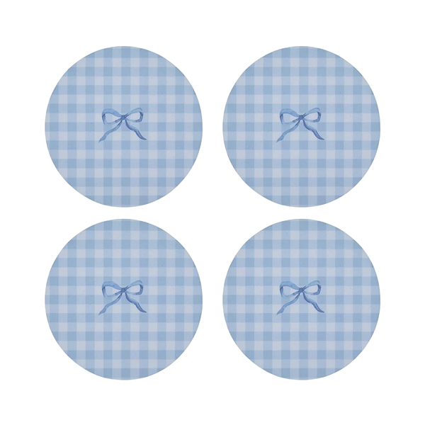 Blue Gingham Coasters- Set of 4