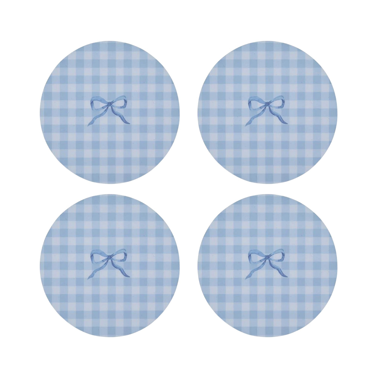 Blue Gingham Coasters- Set of 4